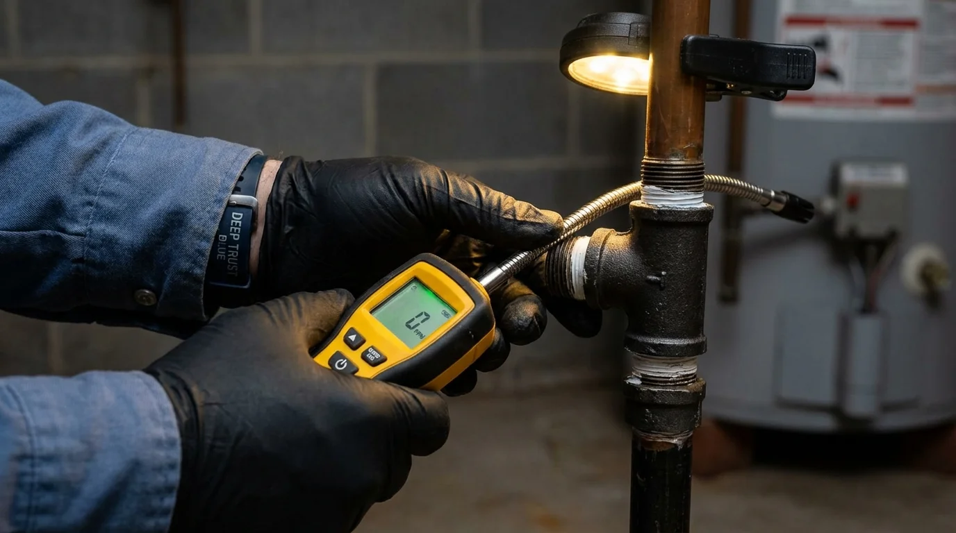 Gas leak detection with electronic sniffer by Johns Plumbing LLC in Burleson